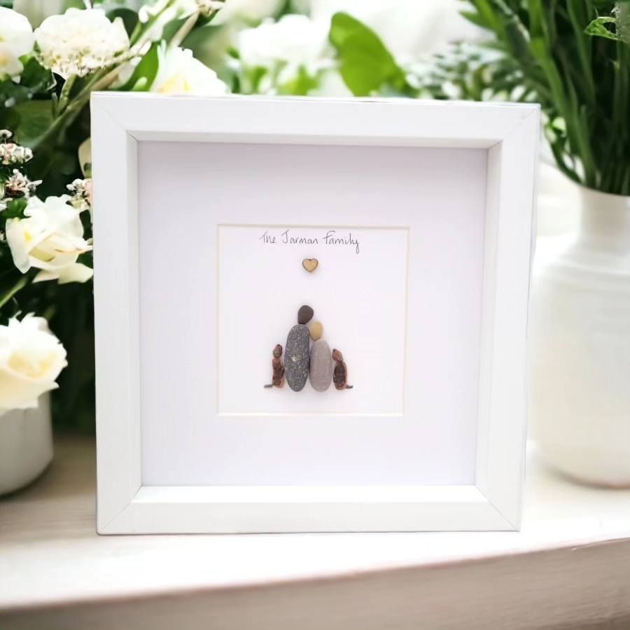 Family Pebble Art, Pebble Picture Personalised Home Decor Gift Idea Mum Dad