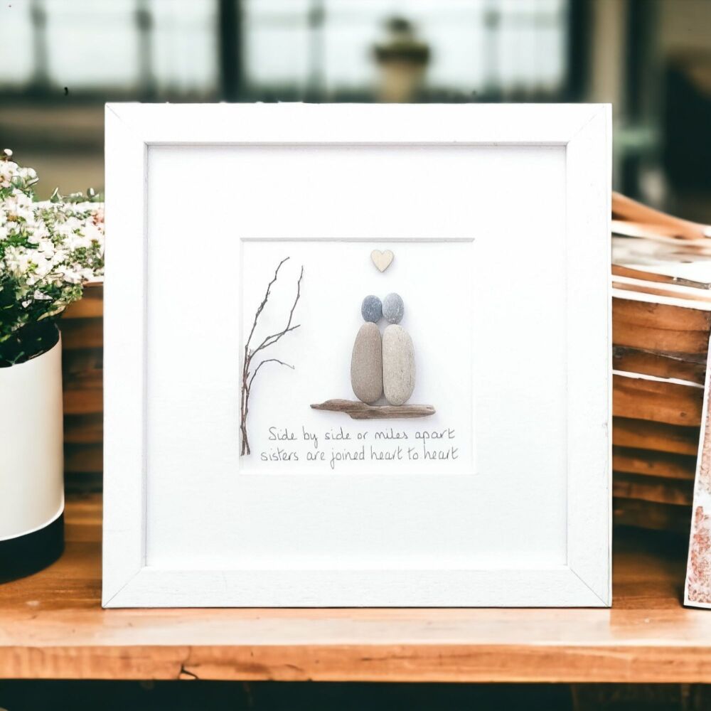 Pebble Art Picture Sisters - Birthday Gift - Sister Framed Personalised Fra