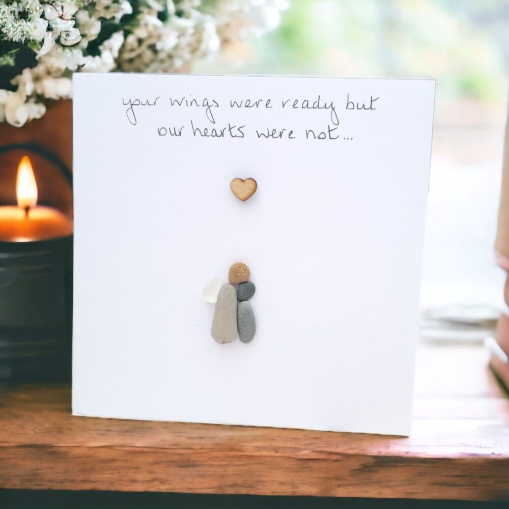 Funeral Memorial Lost Loved One Sympathy, Bereavement Card Pebble Picture A