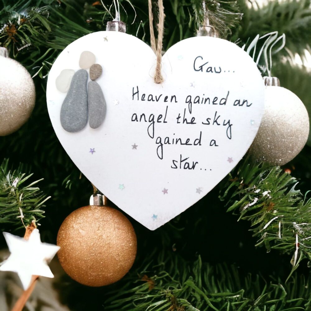 Friends Family Christmas Sympathy Keepsake Angel Hanging Decoration Personalised Pebble Art