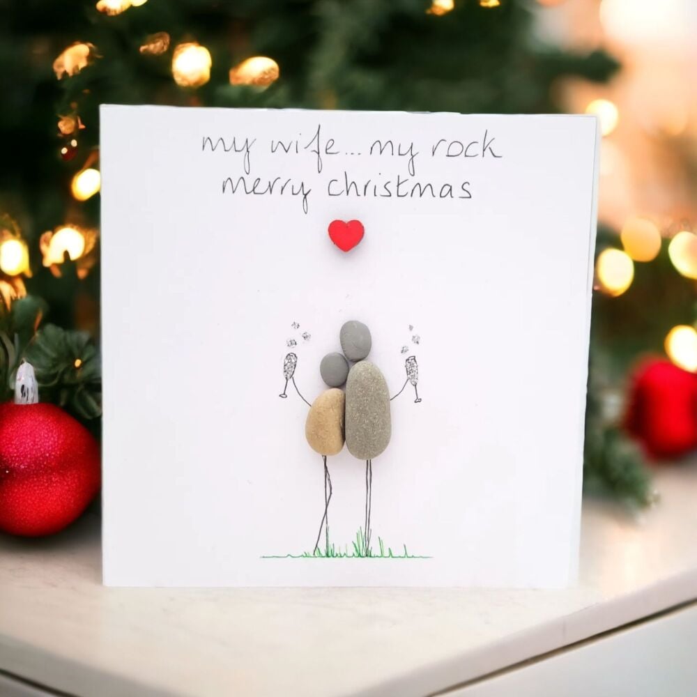 Valentines Day Pebble Art Card Wife, Fiancee, Girlfriend Personalised