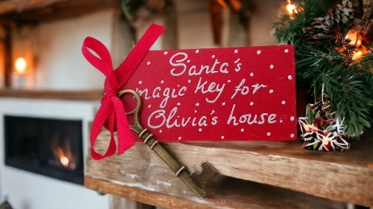 Santa's Magic Key Christmas Decoration Personalised With a name