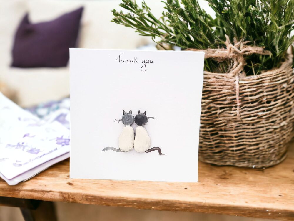 Happy Birthday Cat Themed Card - Any Breed Designed - Pebble Art - Cat Mum 