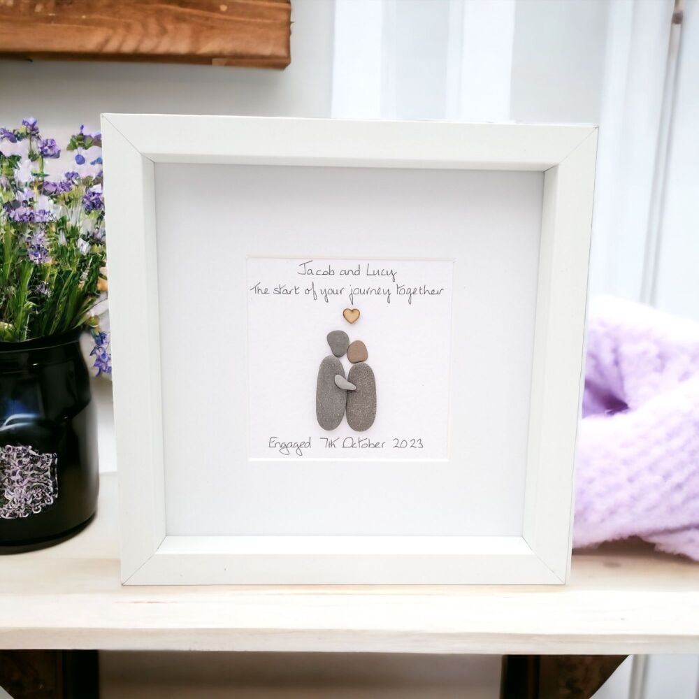 Couple Pebble Art Engagement Wedding Pebble Picture  Personalised Couples G