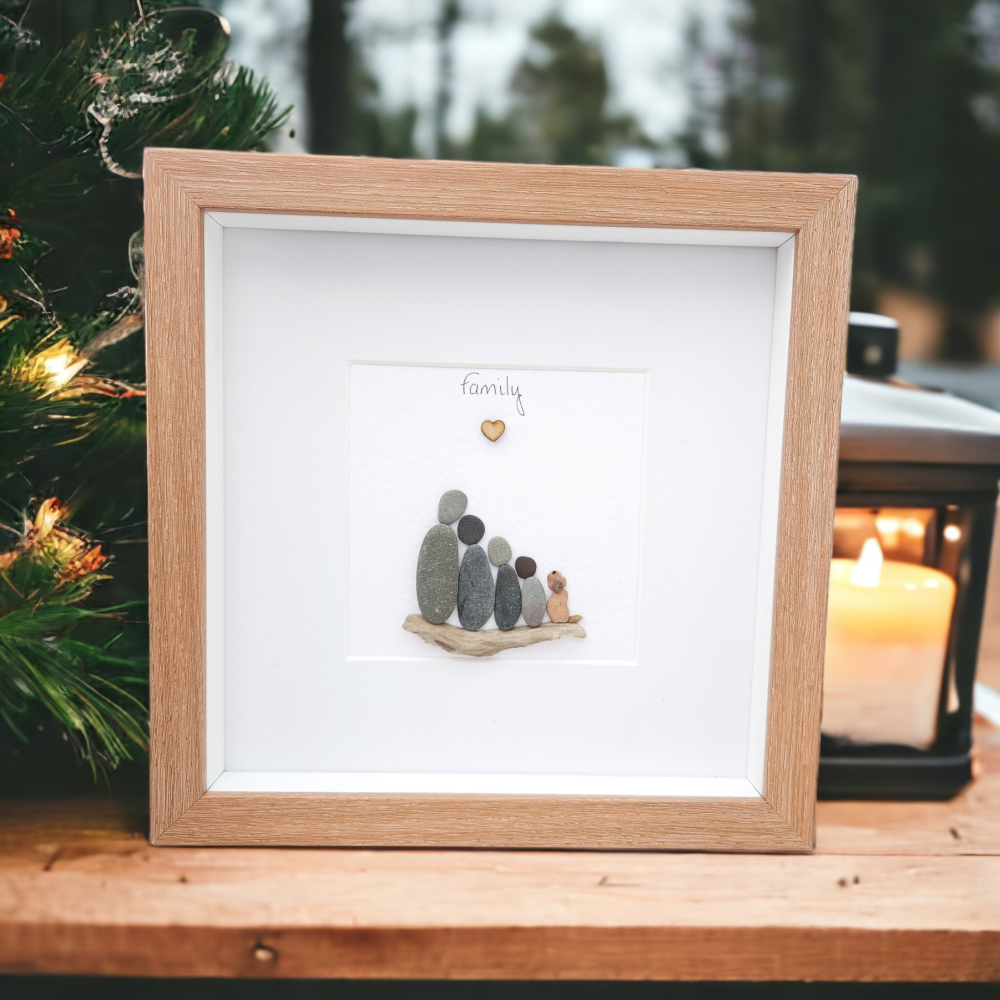 Family Pebble Art, Pebble Picture Personalised Home Decor Gift Idea Mum Dad
