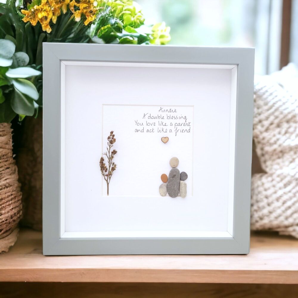 Aunty, Auntie Birthday Gift - Sister - Pebble Picture, Pebble Art - Framed & Personalised