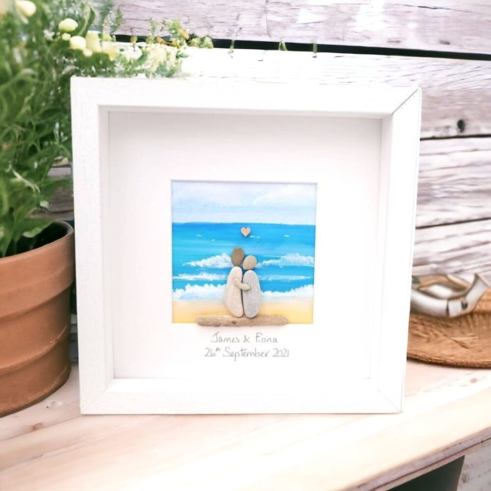Beach Wedding, Beach Holiday Anniversary Honeymoon Engagement Pebble  Art Picture
