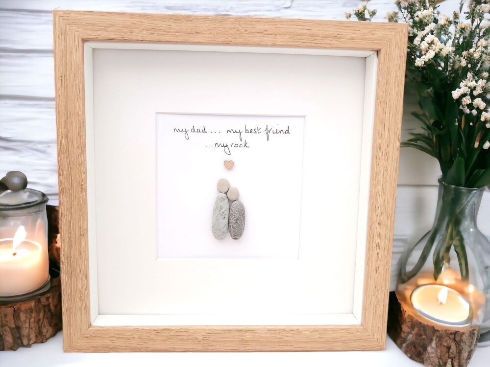 Dad  Pebble Art Family Gift Personalised Framed