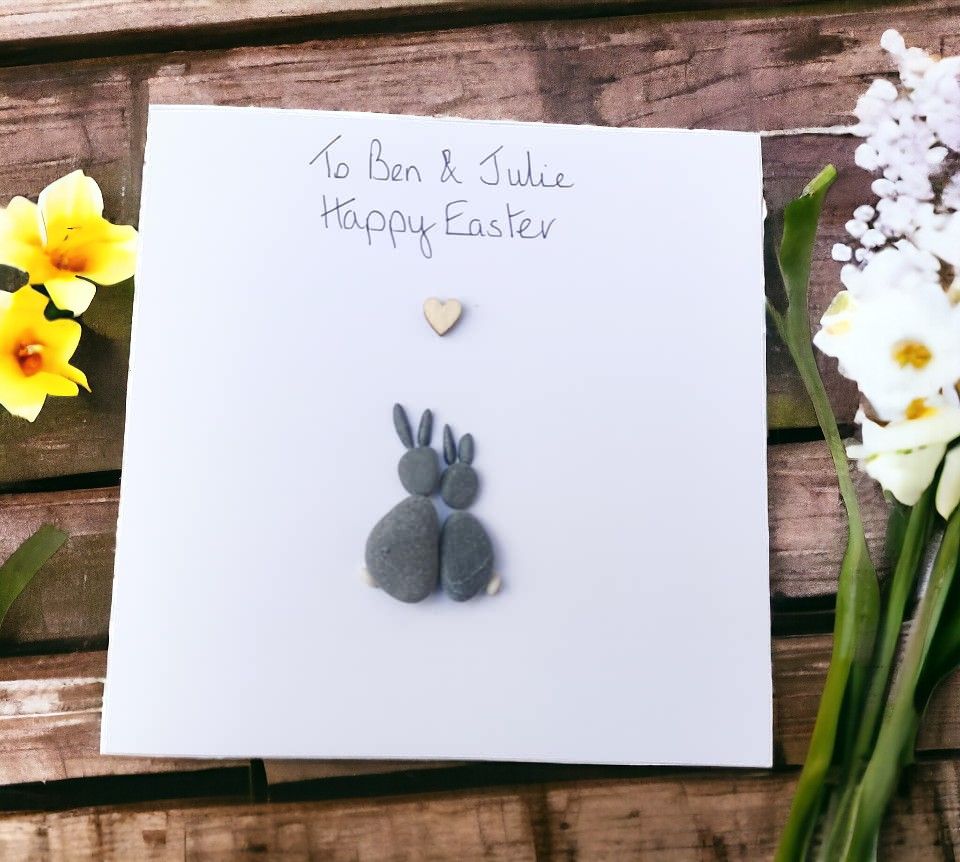 Some bunny loves you Pebble Art Card, Fully Personalised