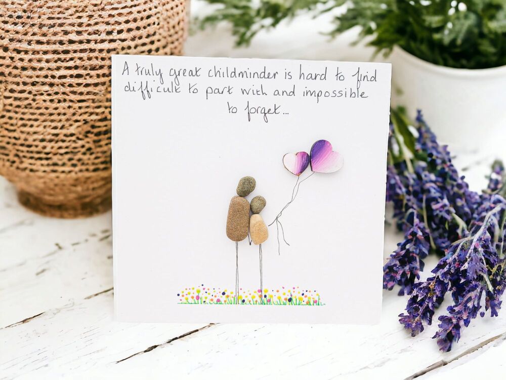 Childminder, Nanny, Teacher Thank you Card Pebble Art Premium 300gsm Card - Nursery -  Personalised