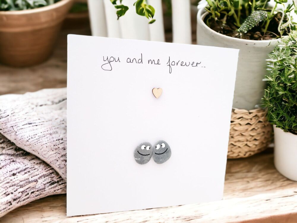 Anniversary, Loved Ones, Engagement Card, Handmade Pebble Art Picture, Fully Personalised