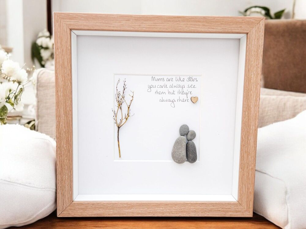 Mum Mother Gift  Mum's Are Like Stars Pebble Art, Bespoke Handmade Framed G