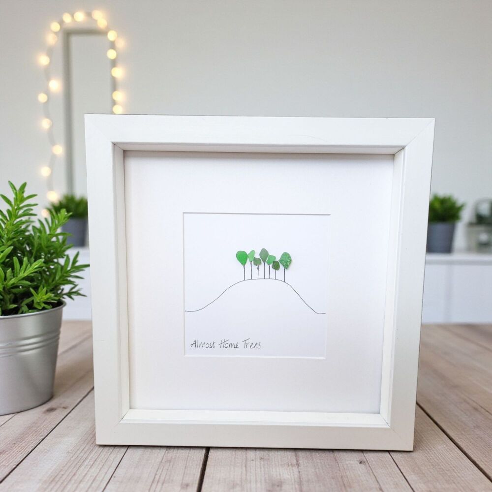 Almost There Trees  - Cornwall, Devon inspired design  - Sea Glass Art Picture Framed