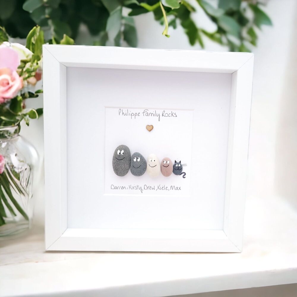 Pebble Art Family Picture - Handmade Personalised Framed Gift