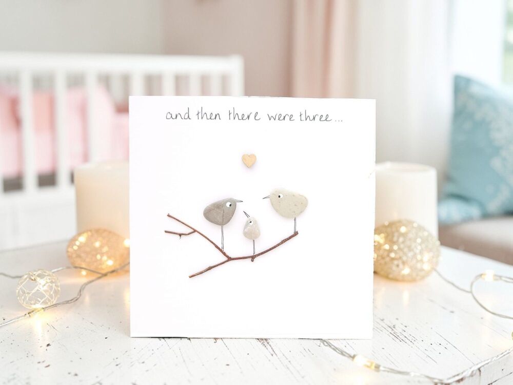 New Parents, Baby Shower Card, Handmade Pebble Art Picture , Fully Personal