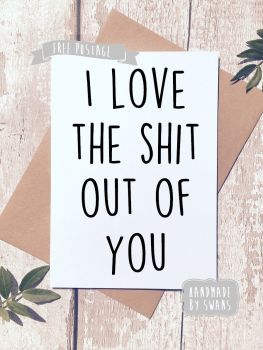 I love the shit out of you Valentines Day Greeting Card