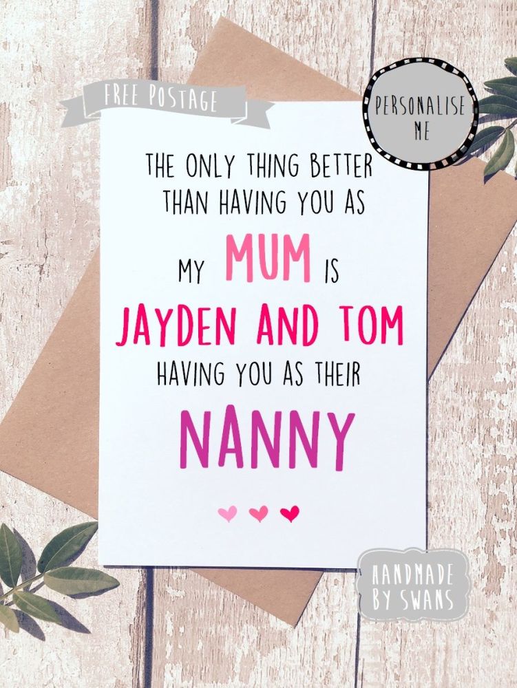Personalised Mum / Grandma / Nanna Mother's day Greeting Card 
