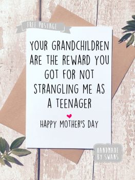 Your Grandchildren are the reward you got Mother's day Greeting Card