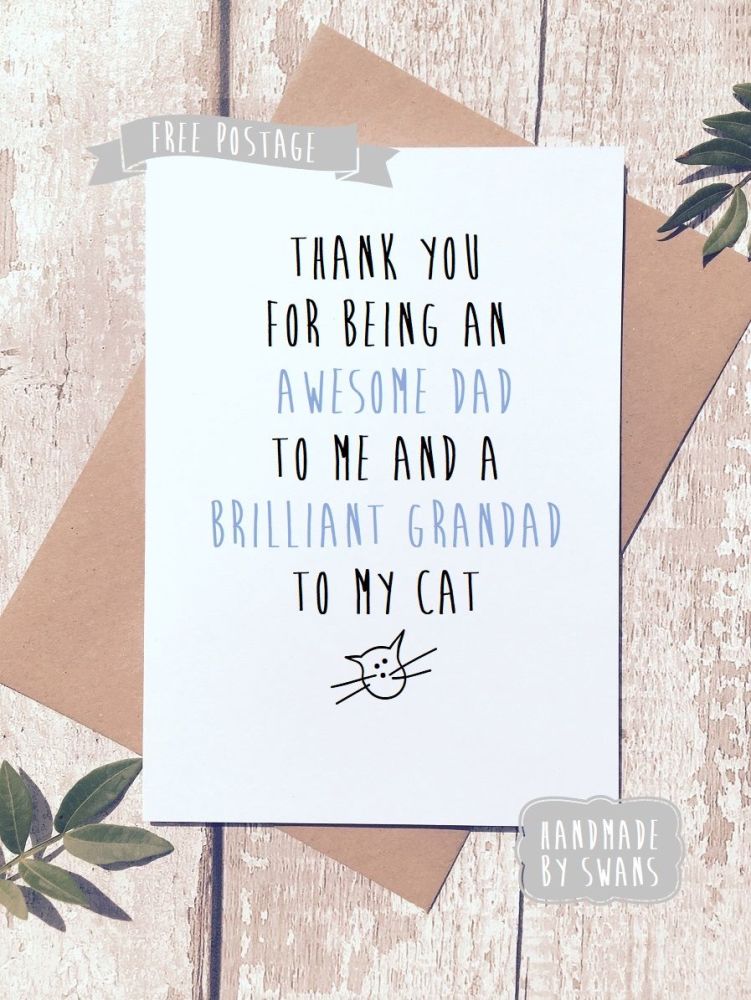 Awesome dad and brillaint grandad to my cat Father's day Greeting Card