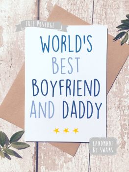 World's Best Boyfriend and Daddy Father's day Greeting Card