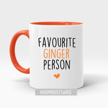 Favourite Ginger person orange handle mug