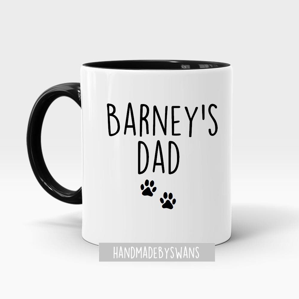 Personalised Dog Dad or Dog Mum black handle mug