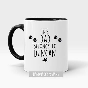 Personalised Dog Dad belongs to black handle mug