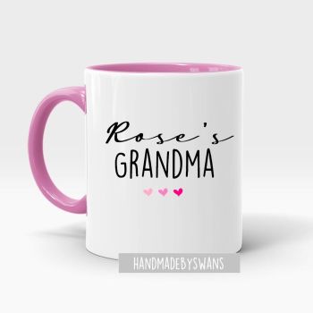 Personalised Grandma/ Nanna pink handle  mug