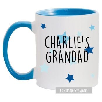 Personalised Grandad blue handle mug