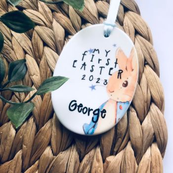 Personalised my first Easter Peter Rabbit Hanging ceramic