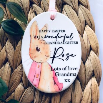 Personalised Happy Easter Peter Rabbit Hanging ceramic