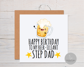 Happy Birthday to my beer-illiant step dad greeting card