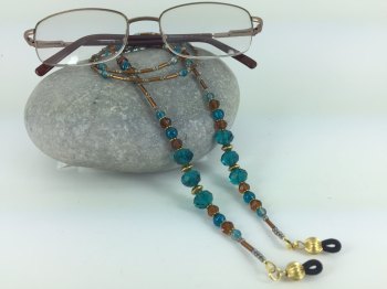 Unusual Copper & Petrol Blue Glasses Chain