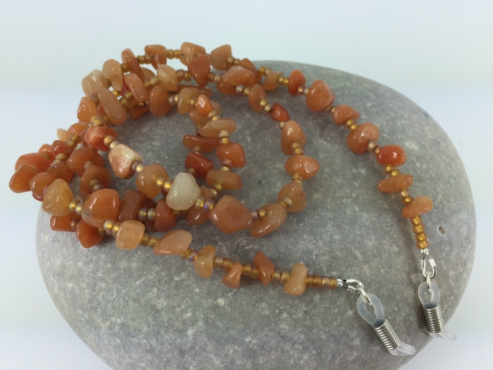 Carnelian Chip Gemstone Glasses Chain