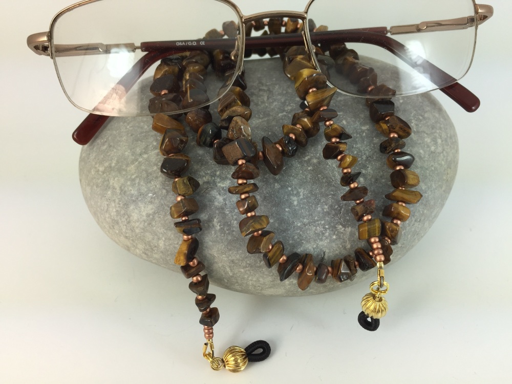 Tiger's Eye Chip Gemstone Glasses Chain