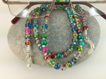 Multi Coloured Drawbench Glass Beaded Glasses Chain