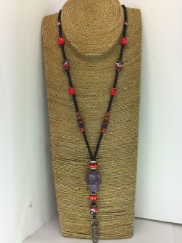 Purple Beaded Howlite Skull Lanyard