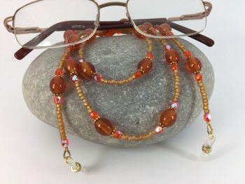 Burnt Orange Agate Rice Bead Glasses Chain