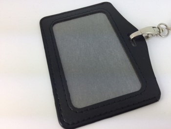 Black Faux Leather ID Badge Holder