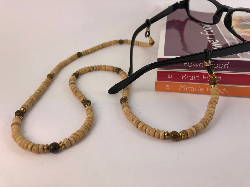 Natural & Brown Wood Tibetan Glasses Chain