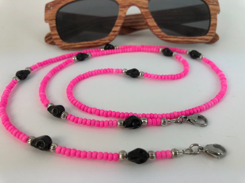 Hot Pink Skull Glasses Chain