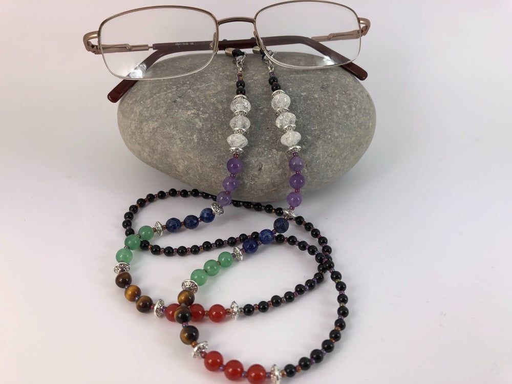 Multi Gemstone Chakra Glasses Chain