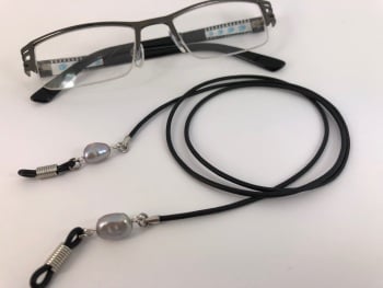 Black Leather & Pearls Glasses Chain
