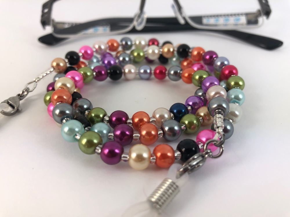 Multi Coloured Glass Pearl Glasses Chain