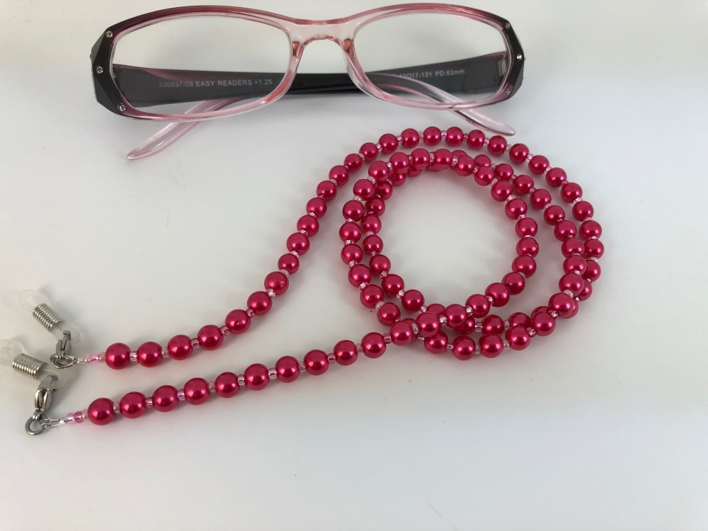 Rose Glass Pearl Glasses Chain