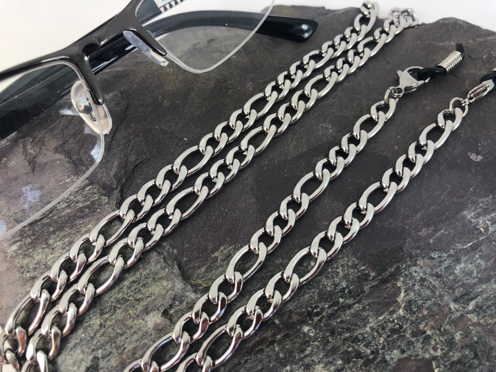 Chunky Silver Tone Figaro Glasses Chain