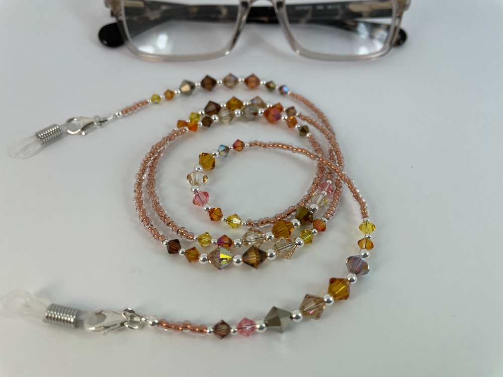 Copper Swarovski Crystal & Sterling Silver Glasses Chain