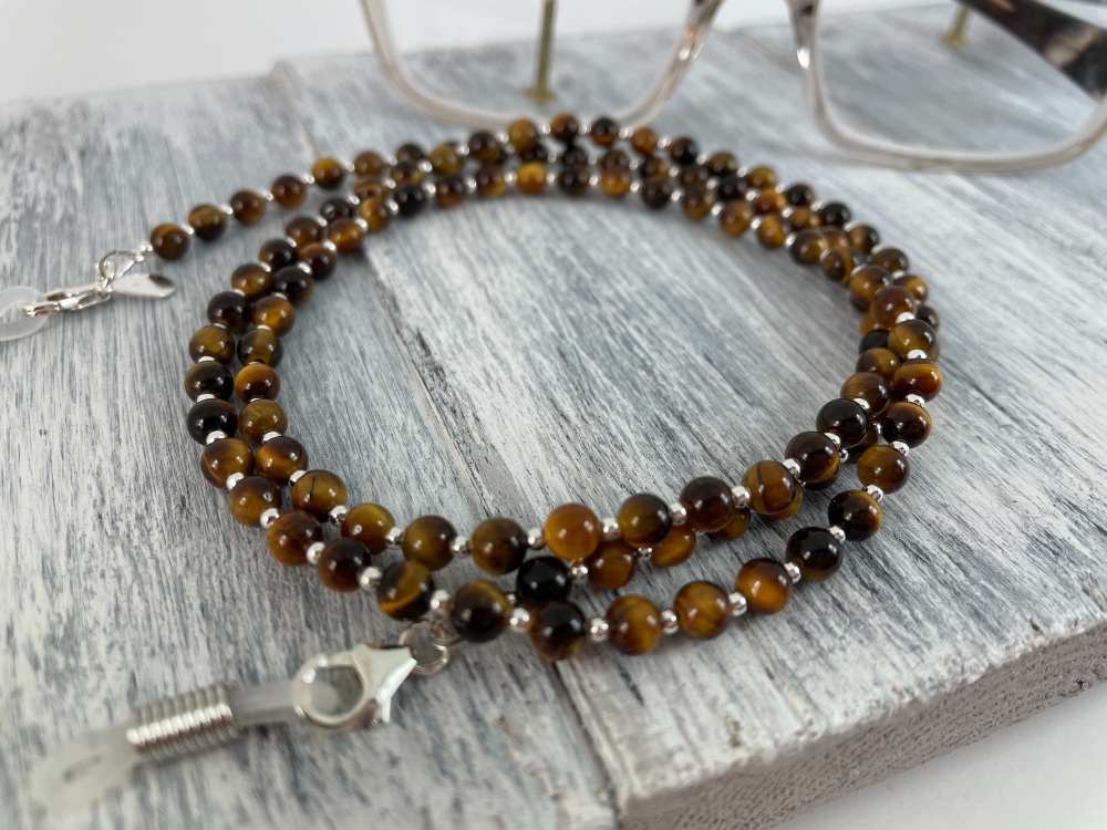 Tiger’s Eye & Sterling Silver Glasses Chain