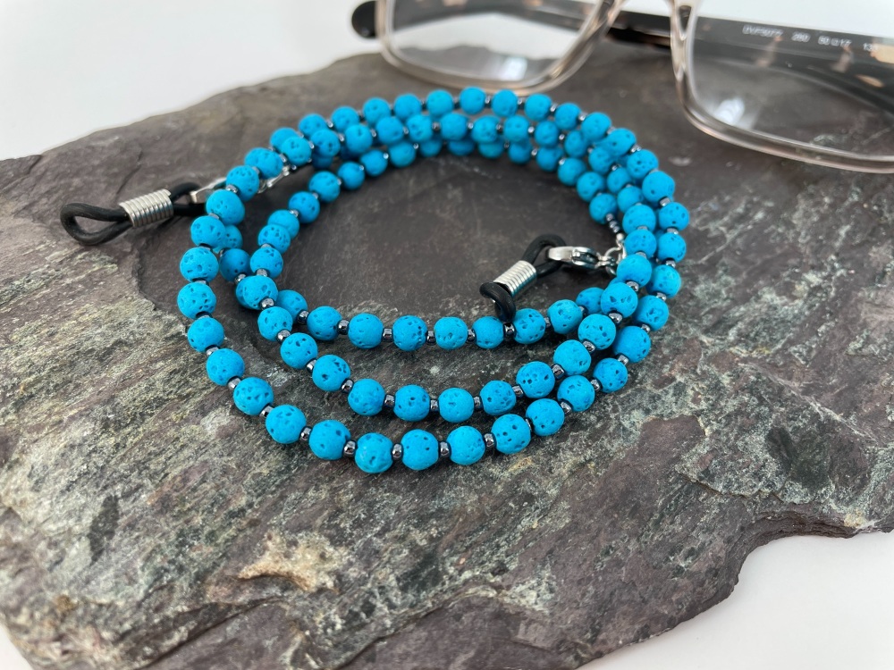 Turquoise Lava Bead Glasses Chain