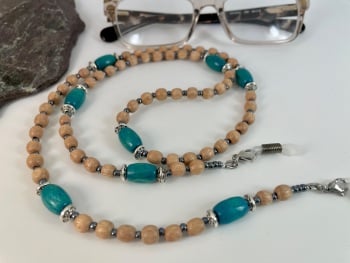 Rosewood & Turquoise Rustic Unisex Glasses Chain